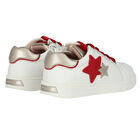 Girls White & Red Star Trainers, 1, hi-res